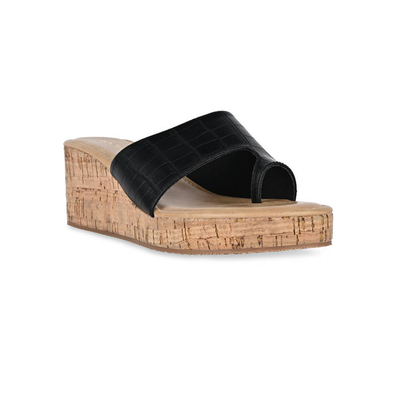 ROCIA By Regal Black Women Casual Wedge Sandals (EURO 40)