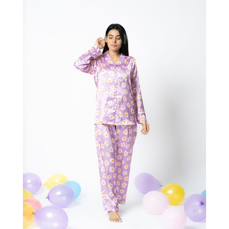 Bedgasm Sleepwear Lavender Meadow Shirt with Pajama and Eye Mask (Set of 3) (S)