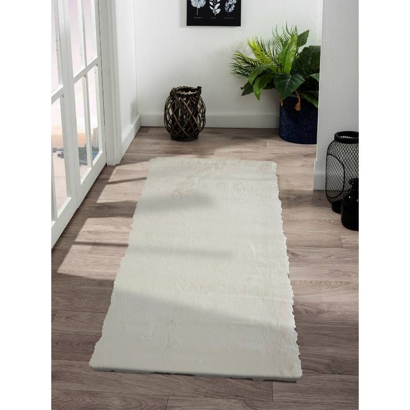 OBSESSIONS Anti-Static Solid Acrylic Floor Runner, White (2x5 feet)