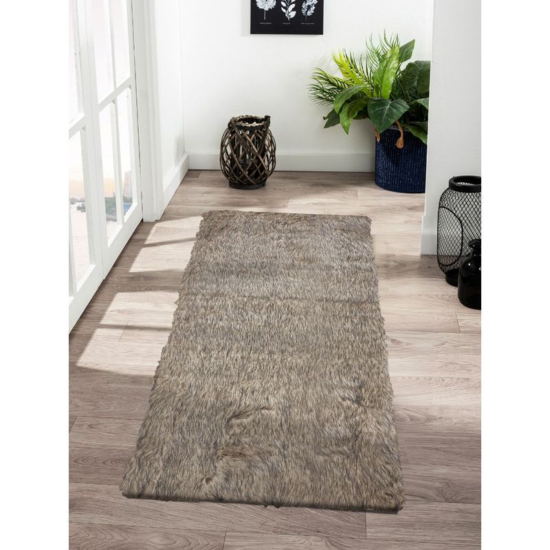 OBSESSIONS Anti-Static Solid Acrylic Floor Runner, Brown (2x5 feet)