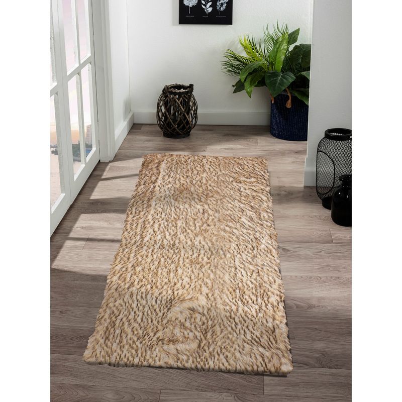 OBSESSIONS Anti-Static Solid Acrylic Floor Runner, Brown and Yellow (2x5 feet)