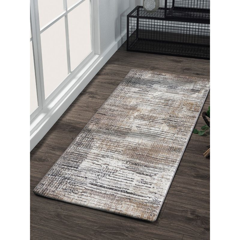 OBSESSIONS Anti-Static Polypropylene and Polyester Floor Runner, Brown and Dark Grey (2x5 feet)