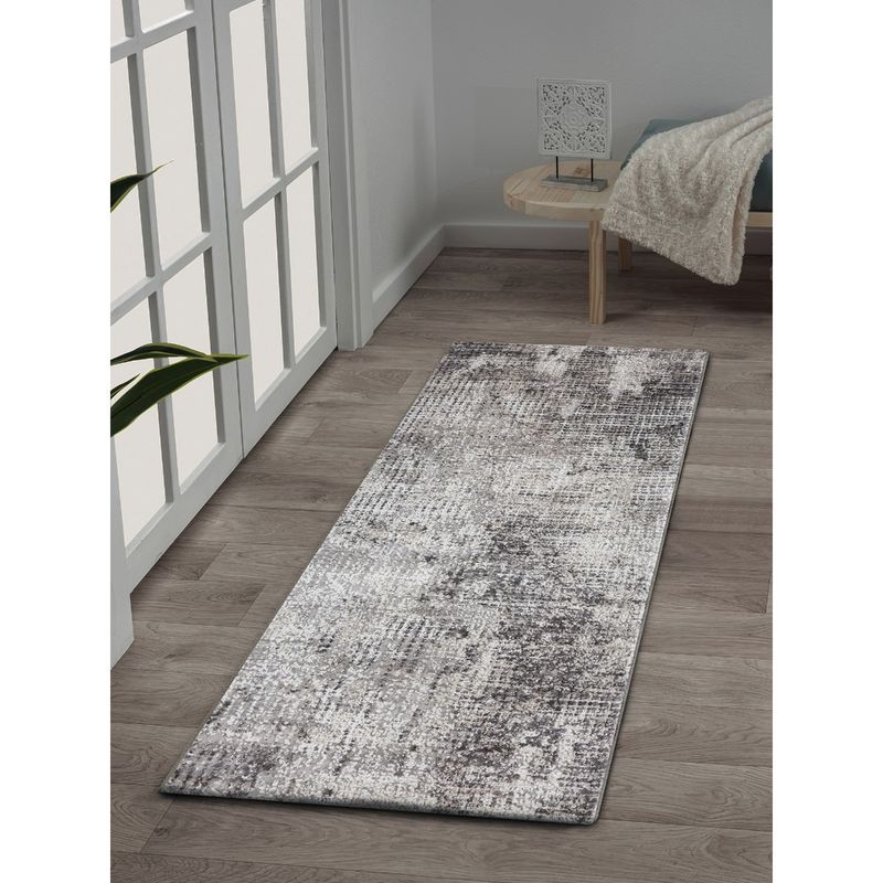 OBSESSIONS Anti-Static Polypropylene and Polyester Floor Runner, Charcoal and Cream (2x5 feet)