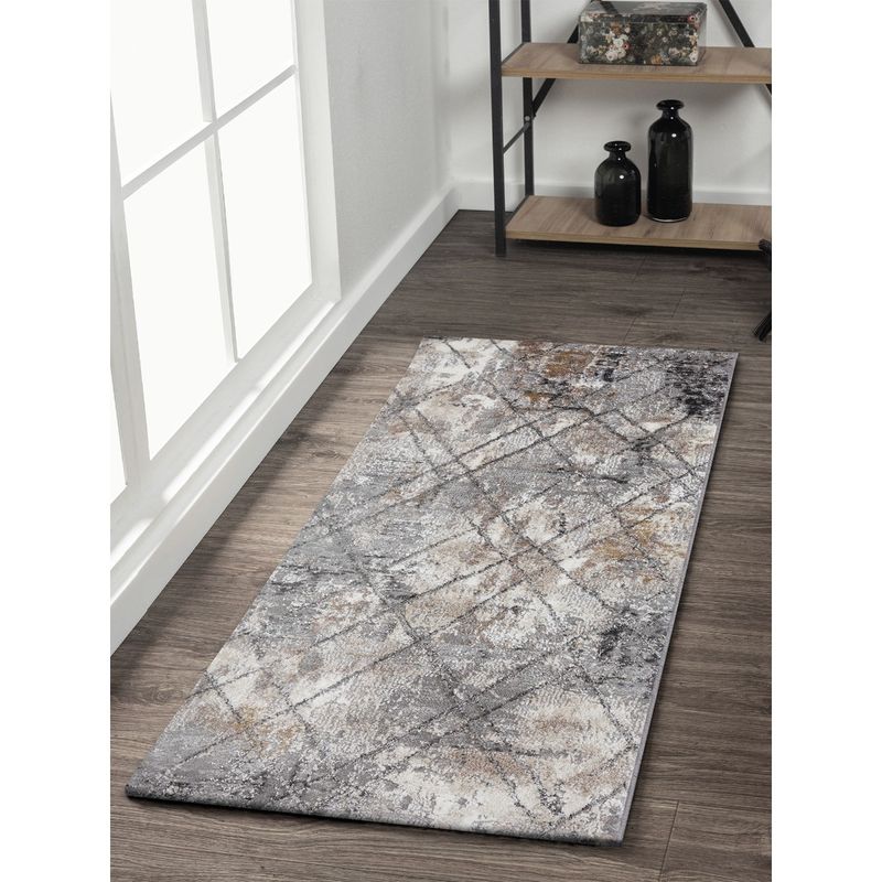 OBSESSIONS Anti-Static Polypropylene and Polyester Floor Runner, Grey and Brown (2x5 feet)
