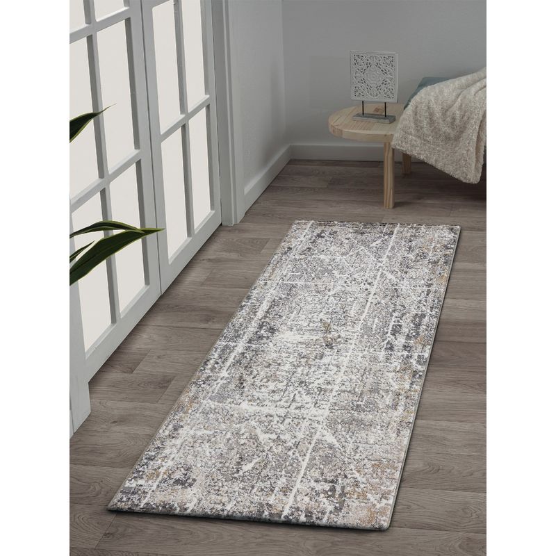 OBSESSIONS Anti-Static Polypropylene and Polyester Floor Runner, Cream and Brown (2x5 feet)