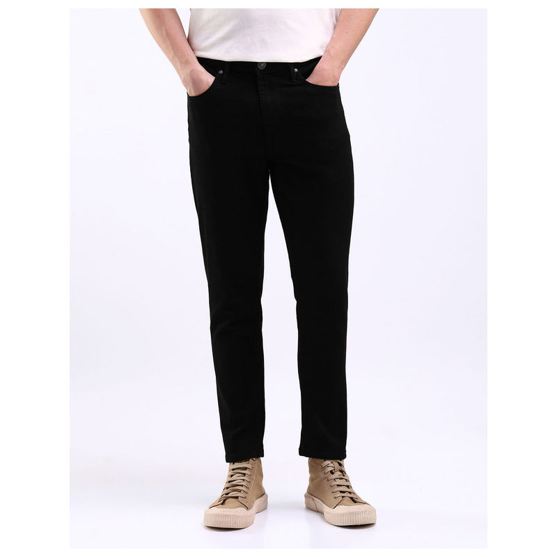 Flying Machine Black Mankle Relax Tapered Fit Jeans (30)