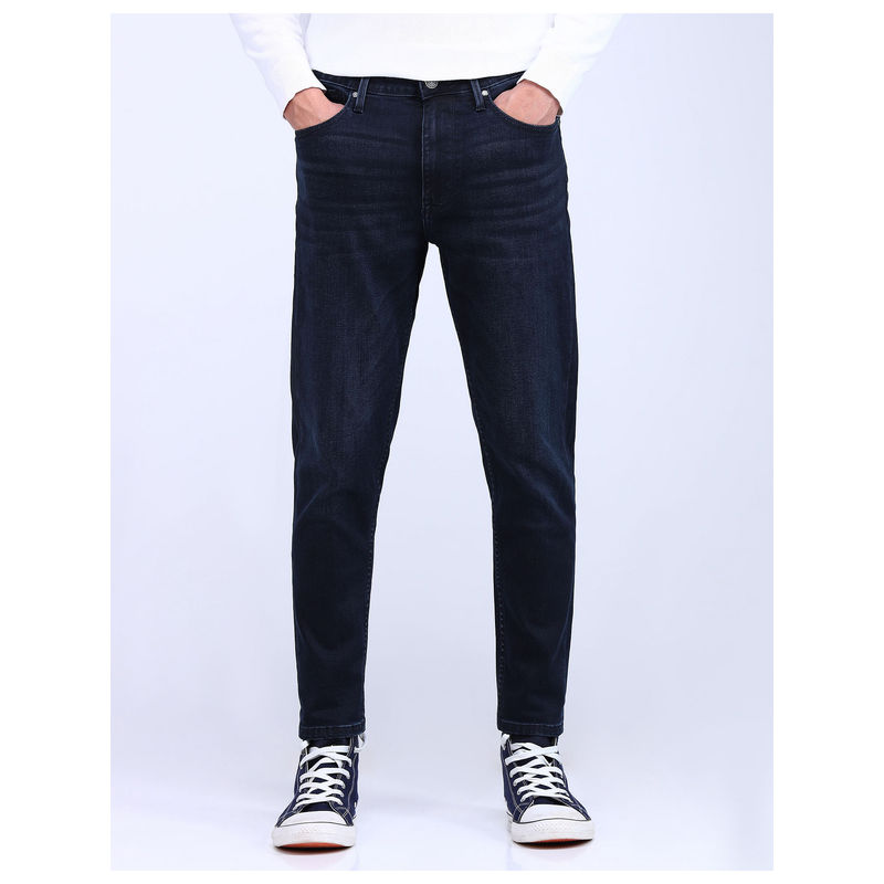 Flying Machine Navy Blue Mankle Relax Tapered Fit Stone Wash Jeans (36)