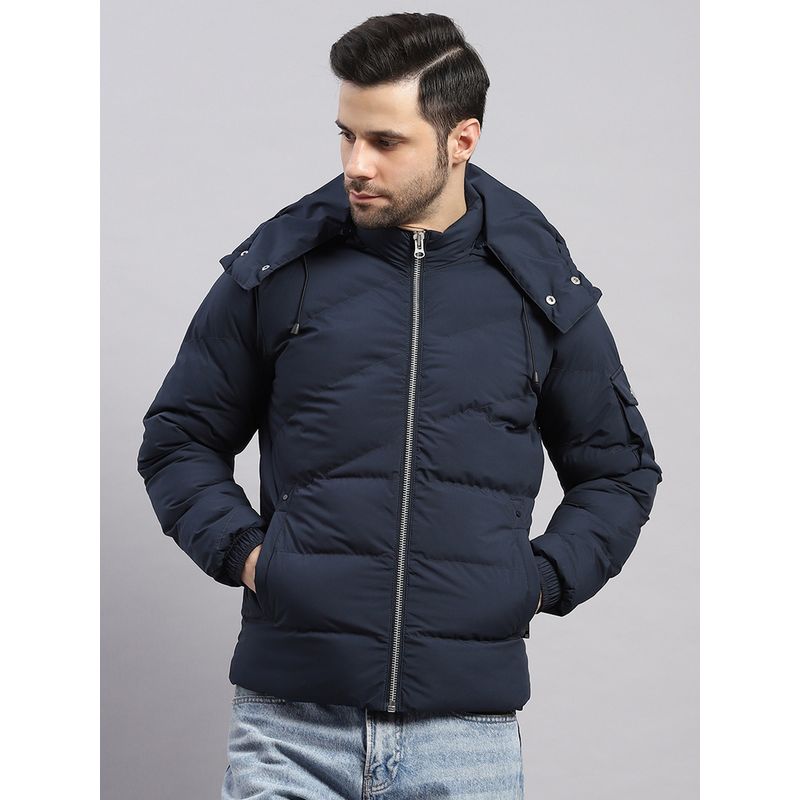 Rock.it Men's Regular Fit Solid Zipper Full Sleeve Blue Jacket (2XL)