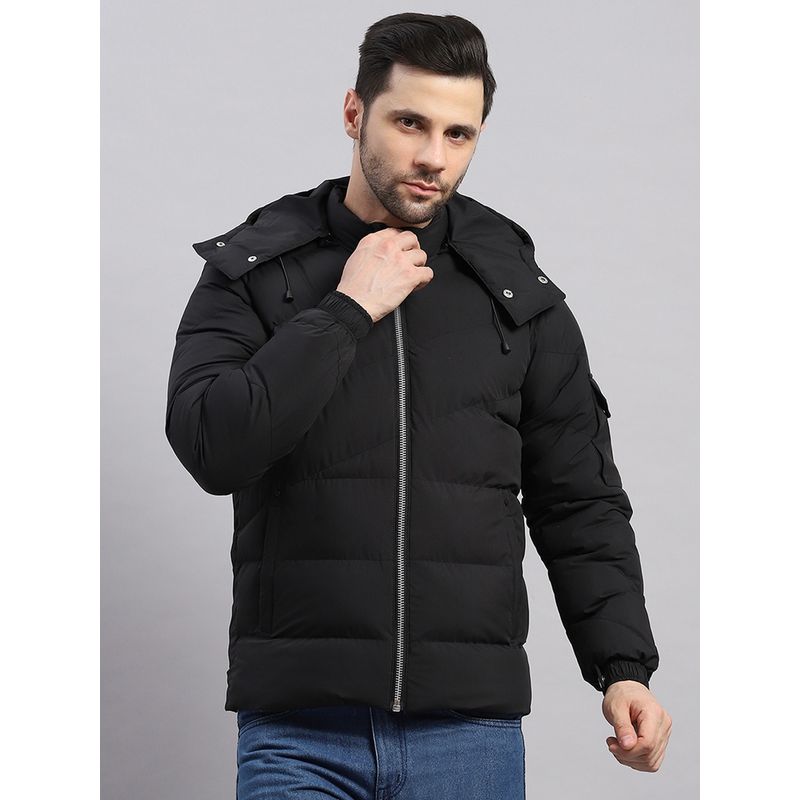 Rock.it Men's Regular Fit Solid Zipper Full Sleeve Black Jacket (M)