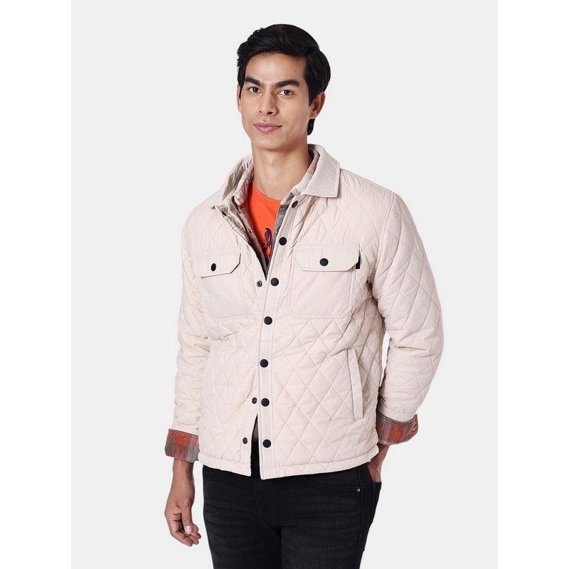 Pepe Jeans Solid Men Long Sleeves Beige Jacket (S)