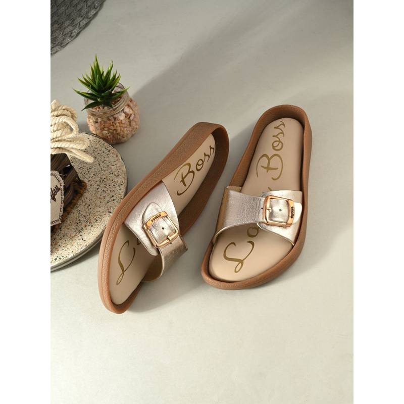 EGOSS Silver Lady Boss Genuine Leather Casual Sliders (EURO 40)
