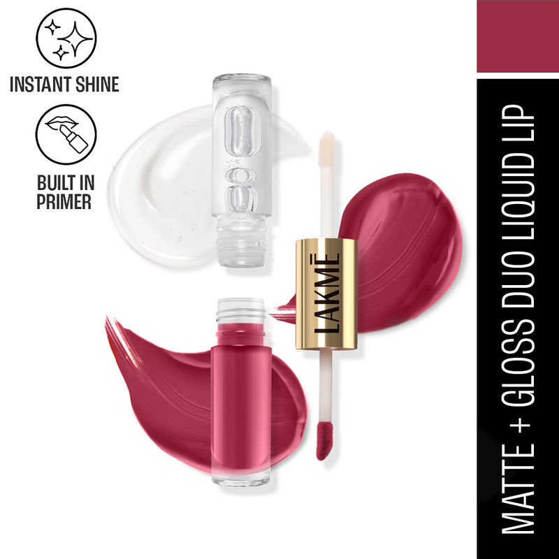 Lakme 9 To 5 Matte To Glass Liquid Lip - Fuchsia Pink