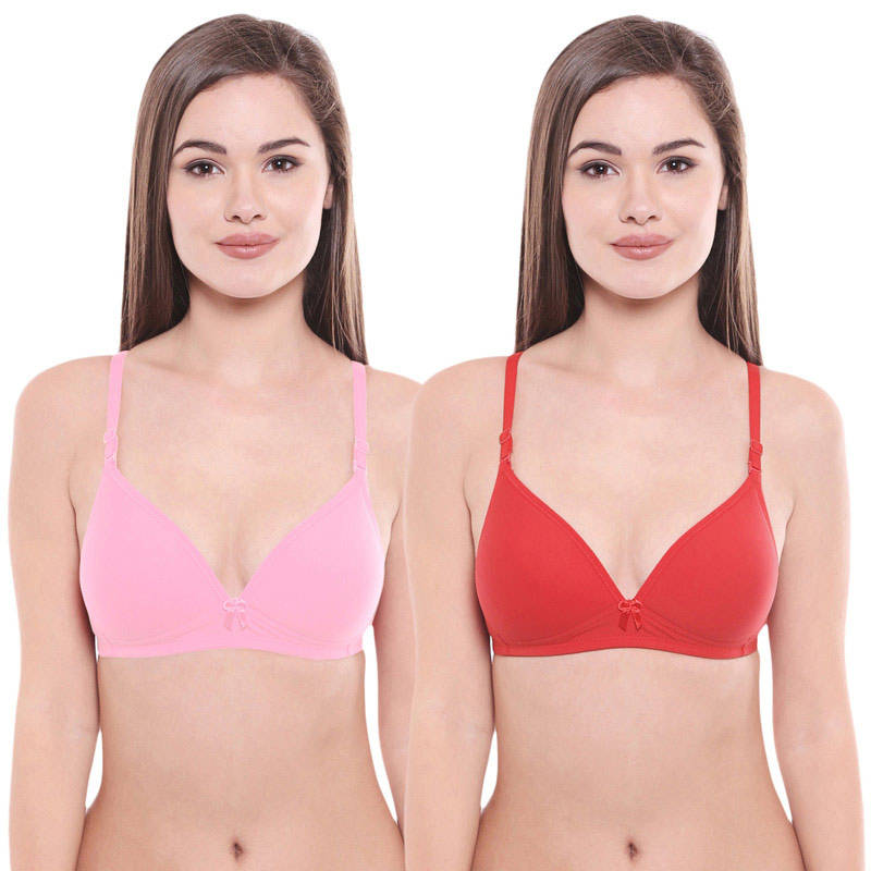 Bodycare Pack Of 2 Lightly Padded T-Shirt Bra - Maroon (36B)