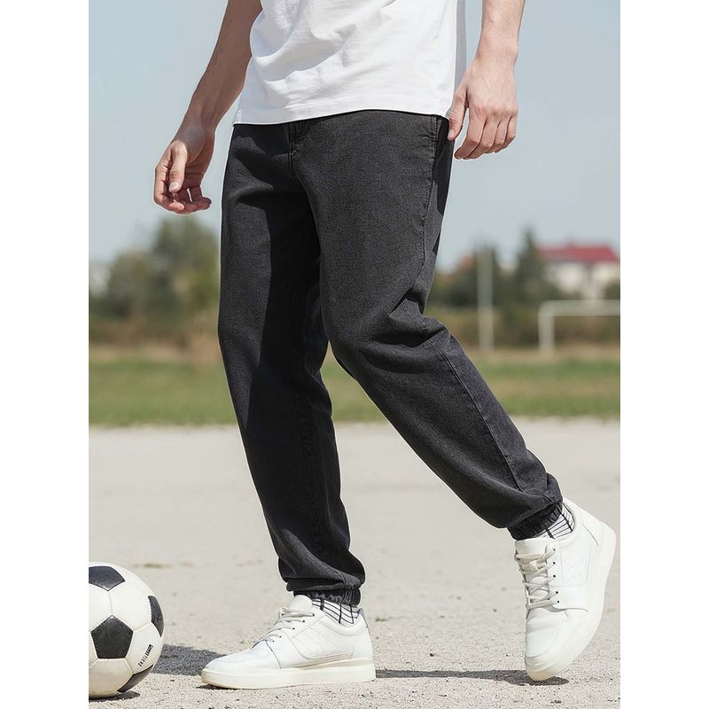 Bewakoof Air 1.0 Men's Black Oversized Acid Wash Joggers (2XL)