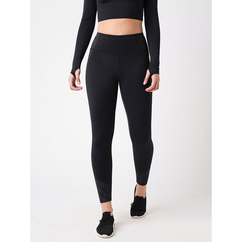 BODD ACTIVE Black Print Colour block Leggings (XS)