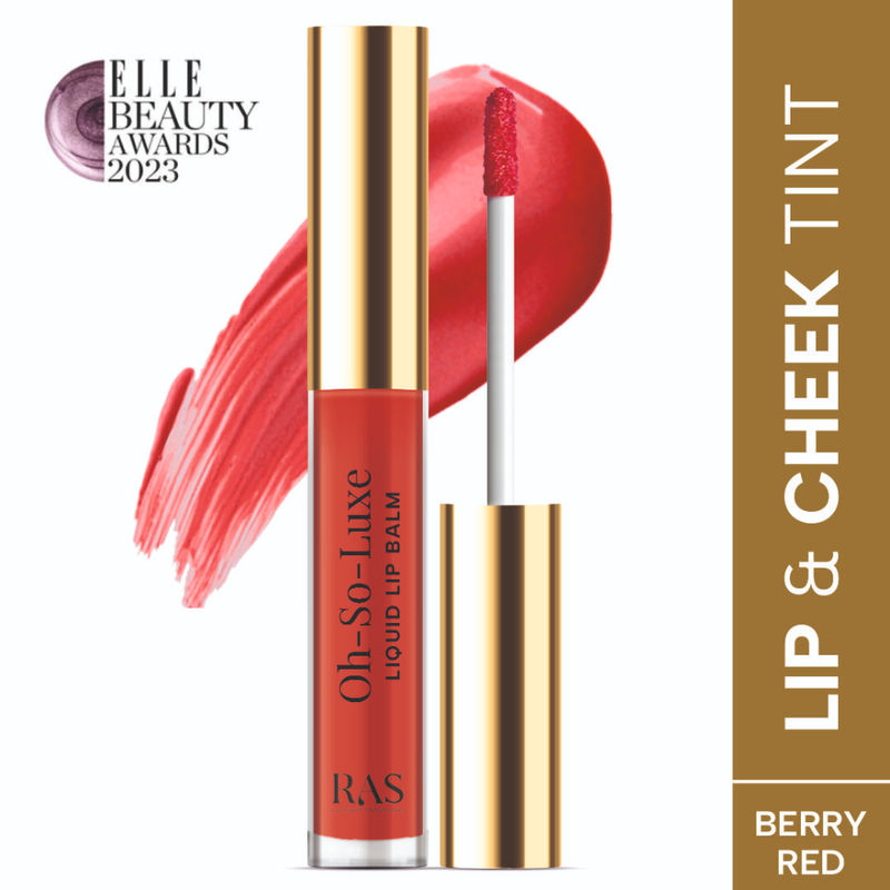 Ras Luxury Oils Oh So Luxe Lip & Cheek Tint Balm with Vitamin E, Shea Butter - Berry Red