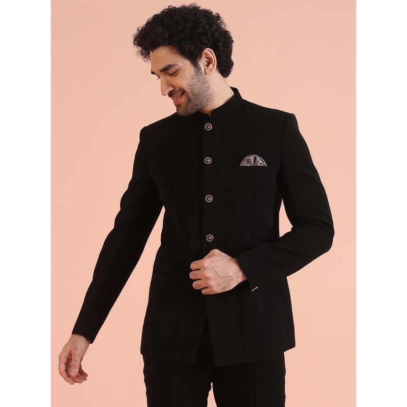 KISAH Men Black Solid Bandhgala (40)