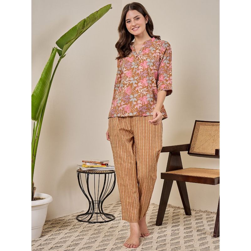 July Nightwear Cotton Multi-Color Short Kurti & Pyjama-Wpc824 (Set of 2) (S)