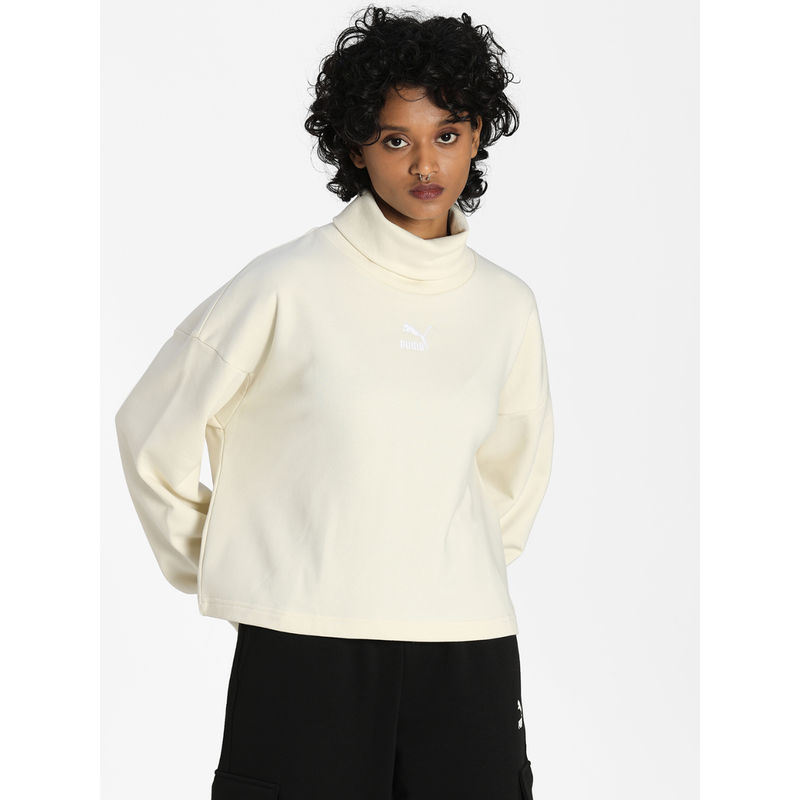 Buy Puma Classics Turtleneck Loose Fit Womens Beige T-shirt Online