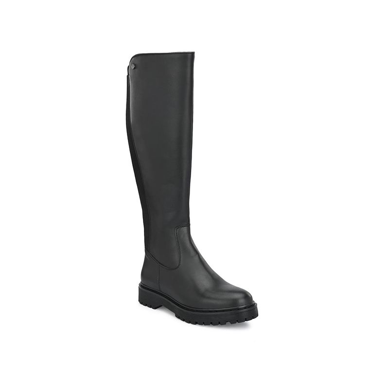 Delize Black Solid Knee Boots (UK 6)