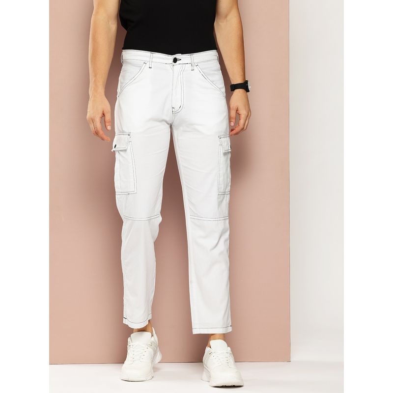 Club York White Solid Cargo Pant (XL)