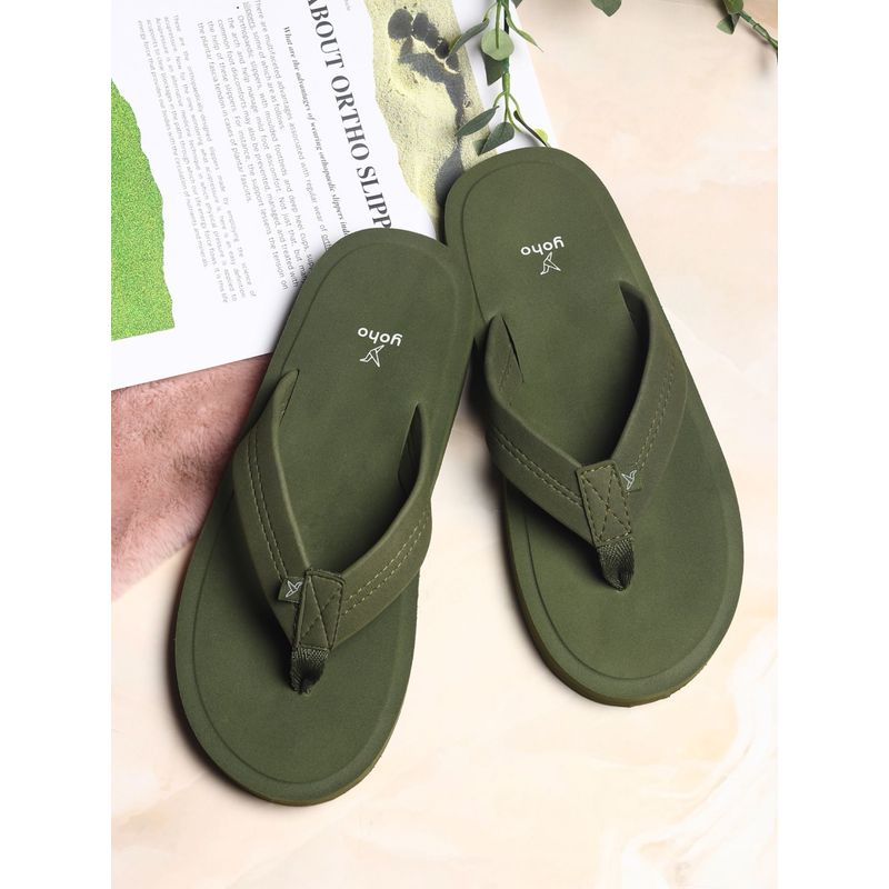 Yoho Bubbles Men Ortho Slippers Soft & Comfortable Lightweight Olive (UK 9)