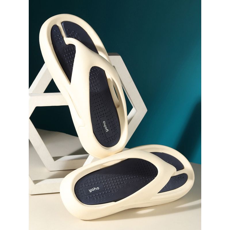 Yoho Men Sponge Flipflops Beige & Navy Blue (UK 10)