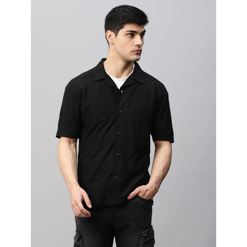 PRONK Mens Half Sleeve Resort Shirt - Black (S)