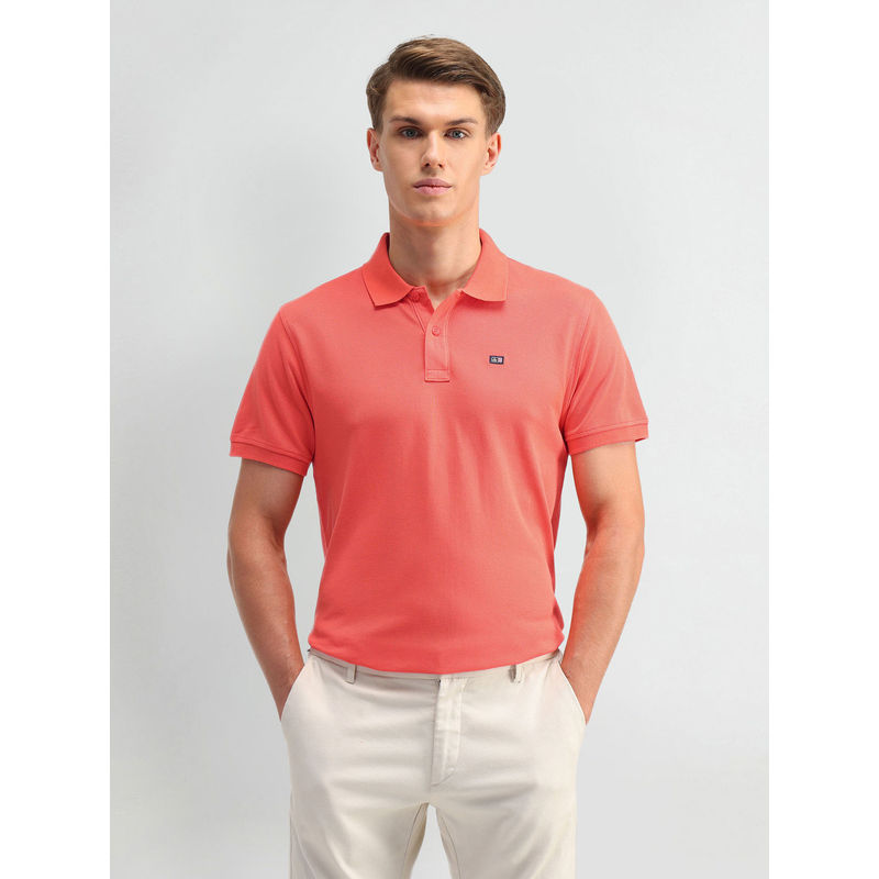 Arrow Sports Coral Solid Regular Fit Polo T-Shirt (S)