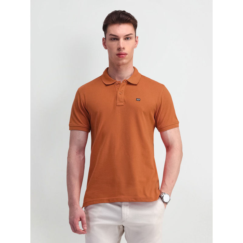 Arrow Sports Rust Solid Regular Fit Polo T-Shirt (L)