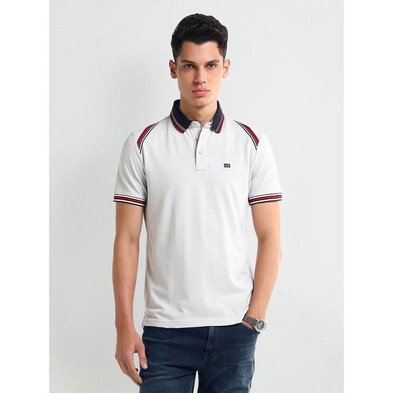Arrow Sports White Solid Regular Fit Polo T-Shirt (2XL)