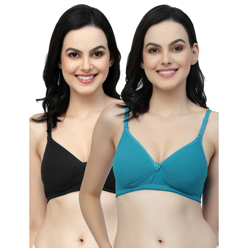 Floret Women Lightly Padded Medium Coverage T-Shirt Bra (Pack of 2) (34B)