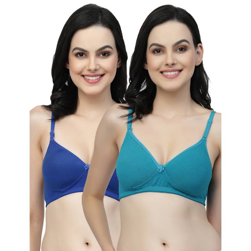 Floret Women Lightly Padded Medium Coverage T-Shirt Bra (Pack of 2) (34B)