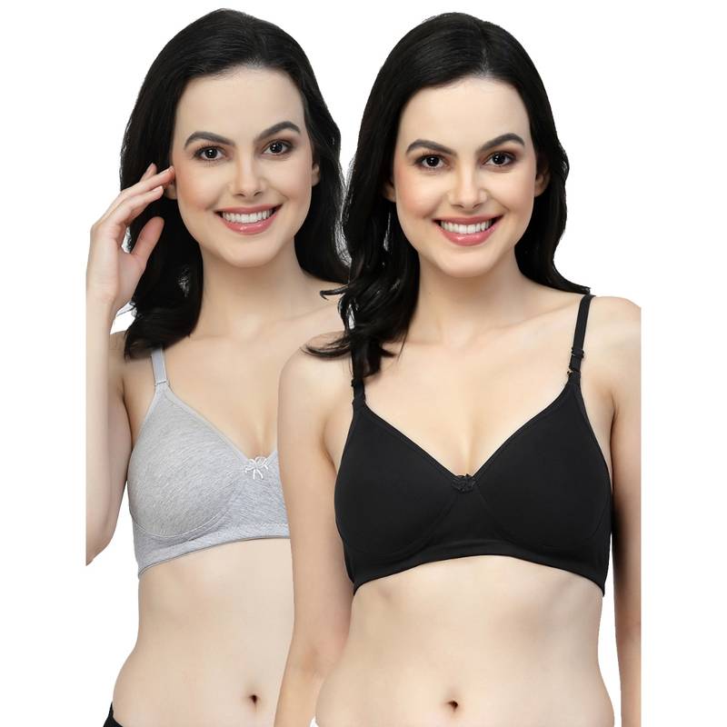 Floret Women Lightly Padded Medium Coverage T-Shirt Bra (Pack of 2) (30B)