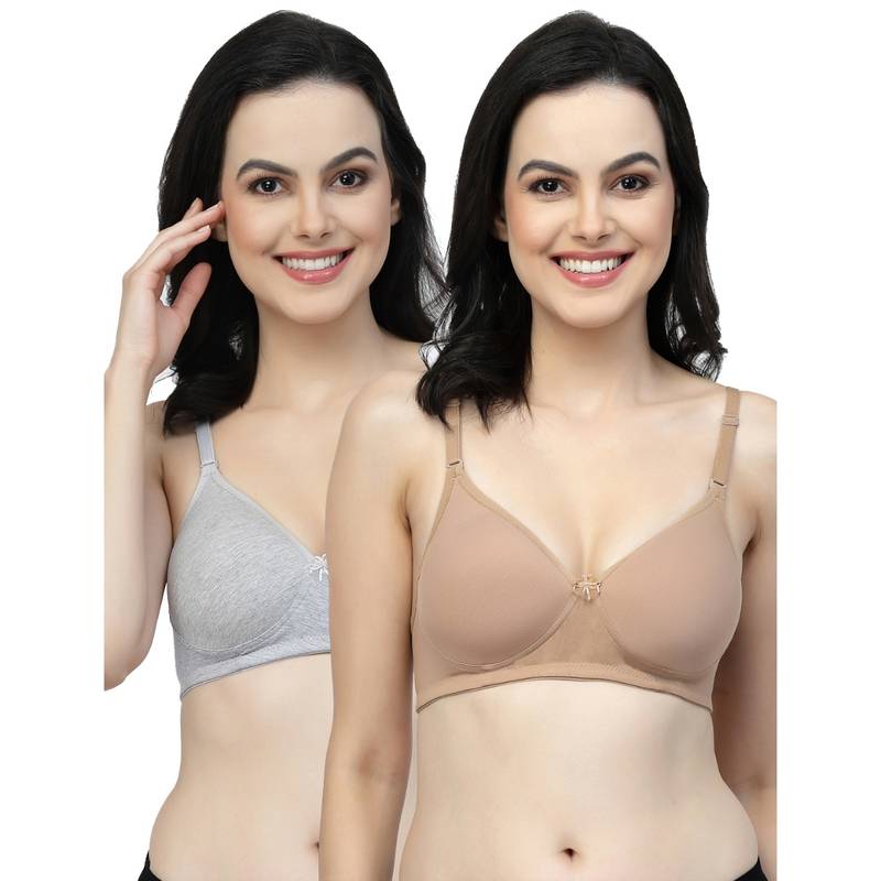 Floret Women Lightly Padded Medium Coverage T-Shirt Bra (Pack of 2) (36B)
