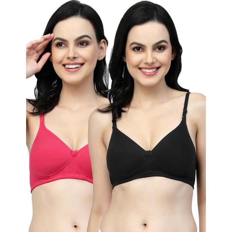 Floret Women Lightly Padded Medium Coverage T-Shirt Bra (Pack of 2) (30B)