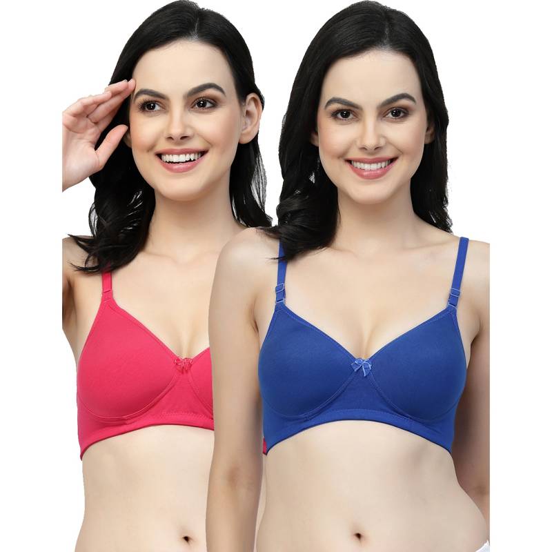 Floret Women Lightly Padded Medium Coverage T-Shirt Bra (Pack of 2) (30B)