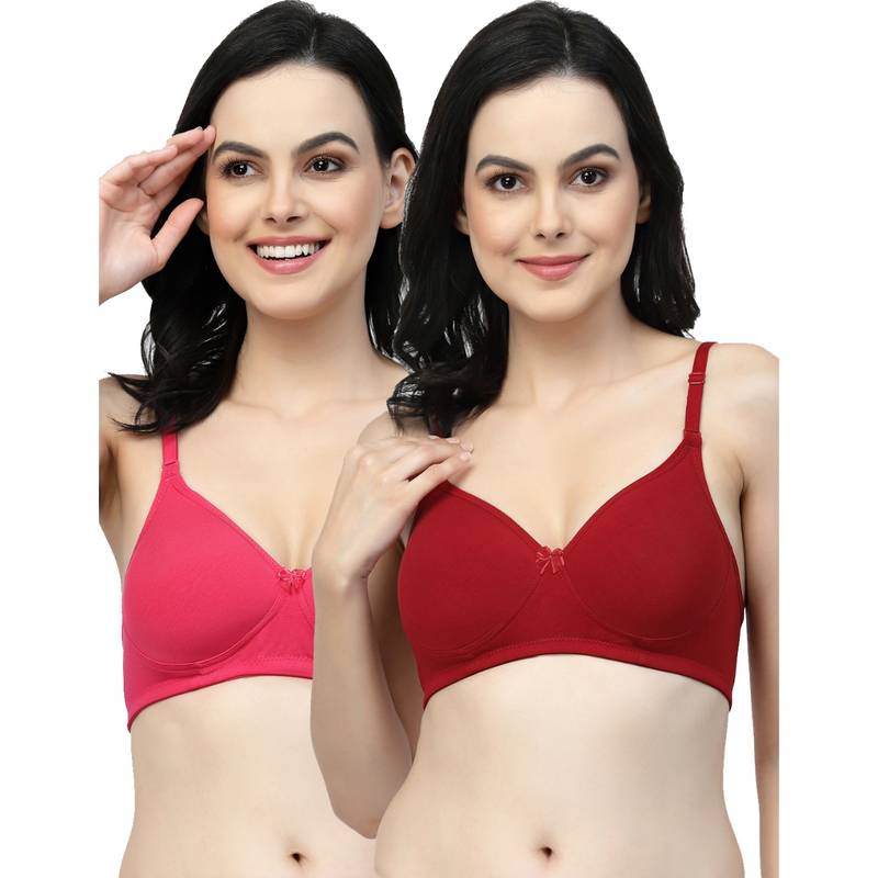 Floret Women Lightly Padded Medium Coverage T-Shirt Bra (Pack of 2) (30B)