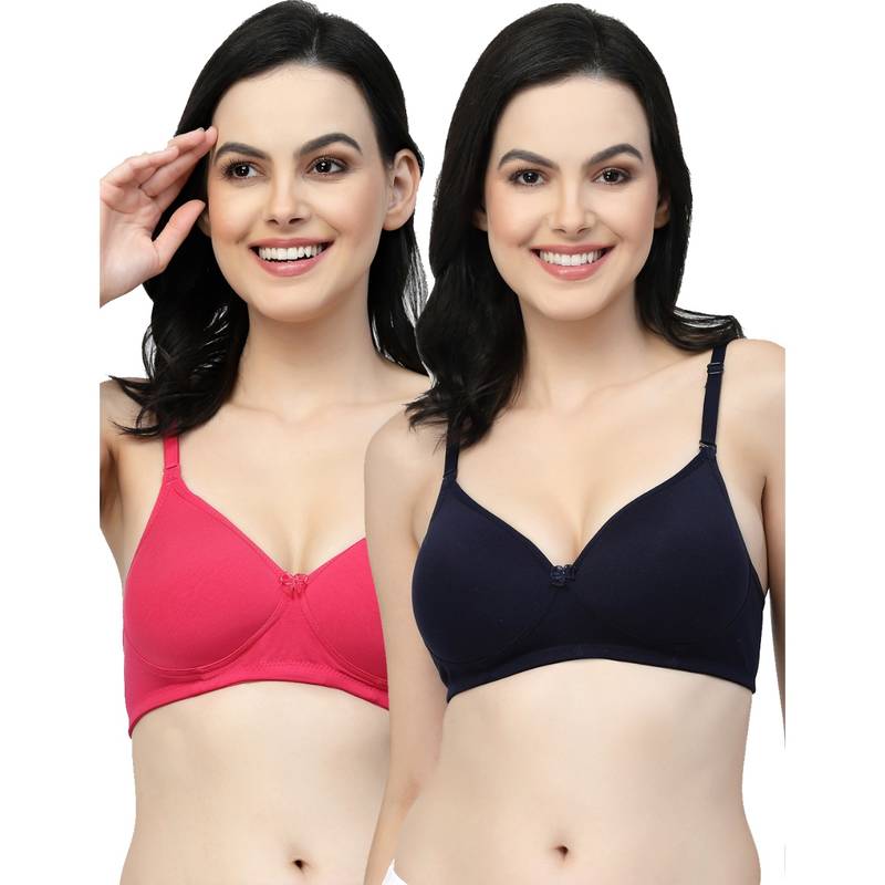 Floret Women Lightly Padded Medium Coverage T-Shirt Bra (Pack of 2) (30B)