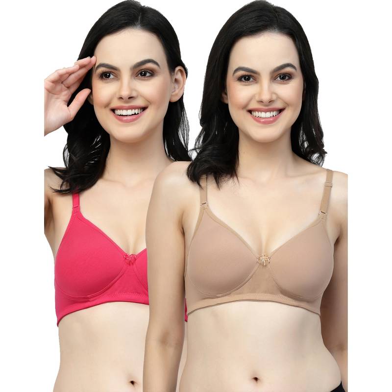 Floret Women Lightly Padded Medium Coverage T-Shirt Bra (Pack of 2) (30B)