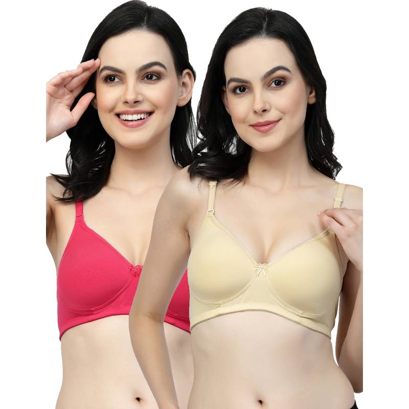 Floret Women Lightly Padded Medium Coverage T-Shirt Bra (Pack of 2) (30B)