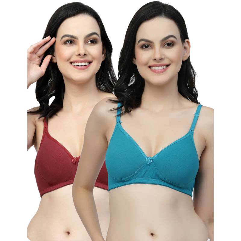 Floret Women Lightly Padded Medium Coverage T-Shirt Bra (Pack of 2) (30B)