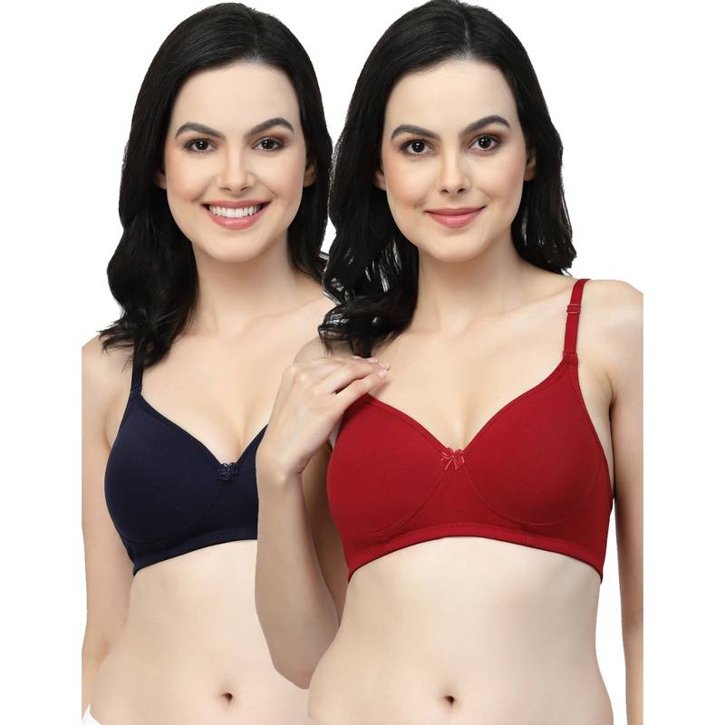 Floret Women Lightly Padded Medium Coverage T-Shirt Bra (Pack of 2) (30B)