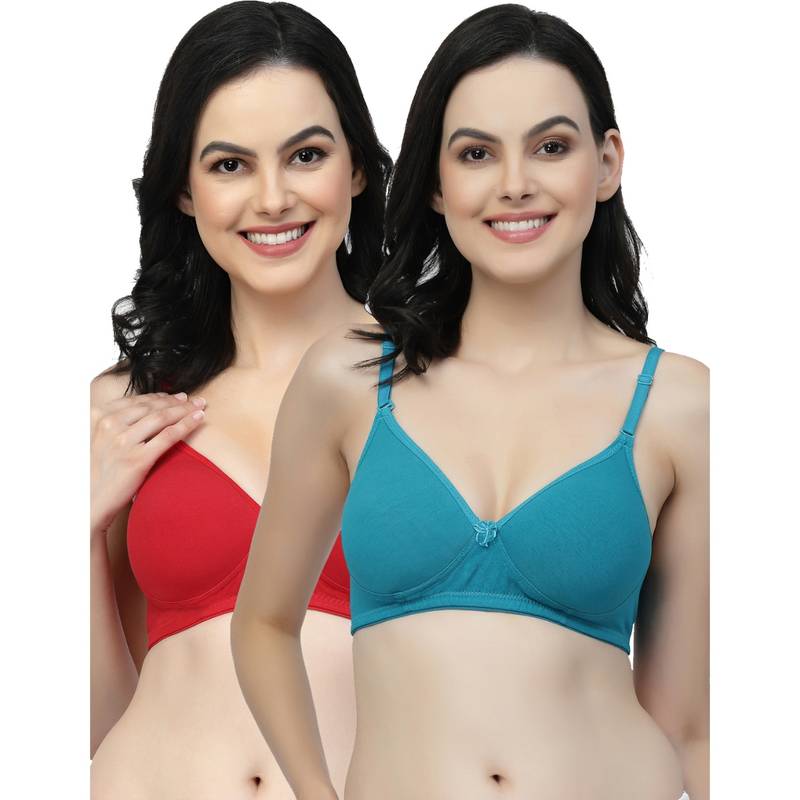 Floret Women Lightly Padded Medium Coverage T-Shirt Bra (Pack of 2) (30B)