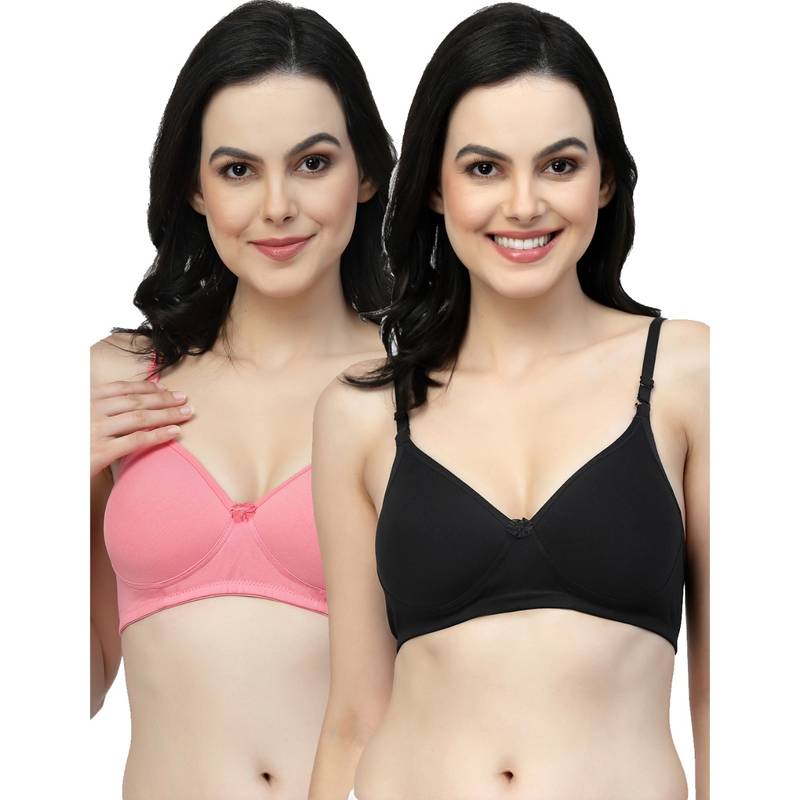 Floret Women Lightly Padded Medium Coverage T-Shirt Bra (Pack of 2) (32B)