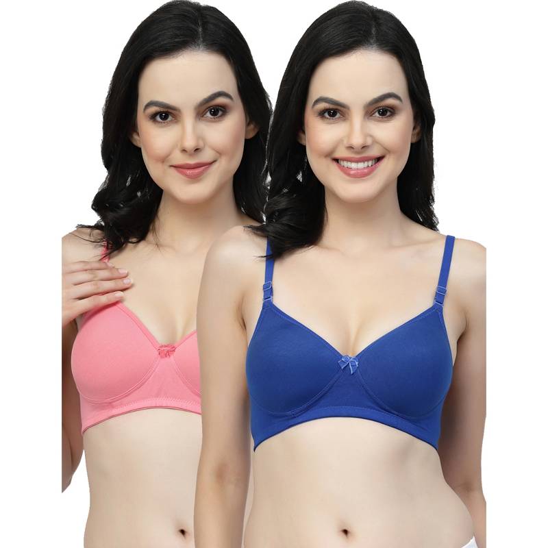 Floret Women Lightly Padded Medium Coverage T-Shirt Bra (Pack of 2) (30B)