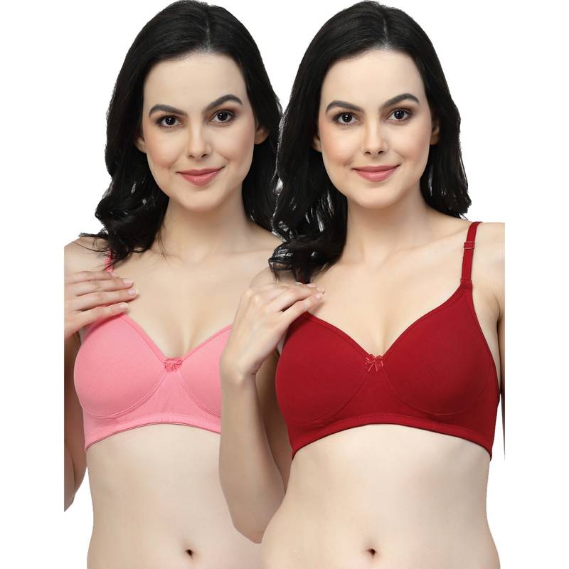 Floret Women Lightly Padded Medium Coverage T-Shirt Bra (Pack of 2) (34B)