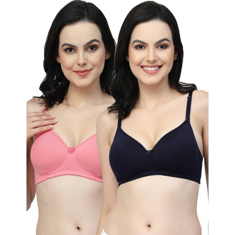 Floret Women Lightly Padded Medium Coverage T-Shirt Bra (Pack of 2) (30B)