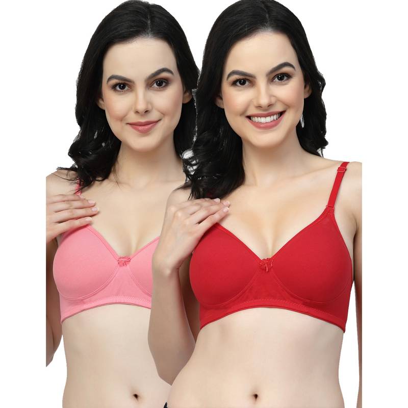 Floret Women Lightly Padded Medium Coverage T-Shirt Bra (Pack of 2) (30B)