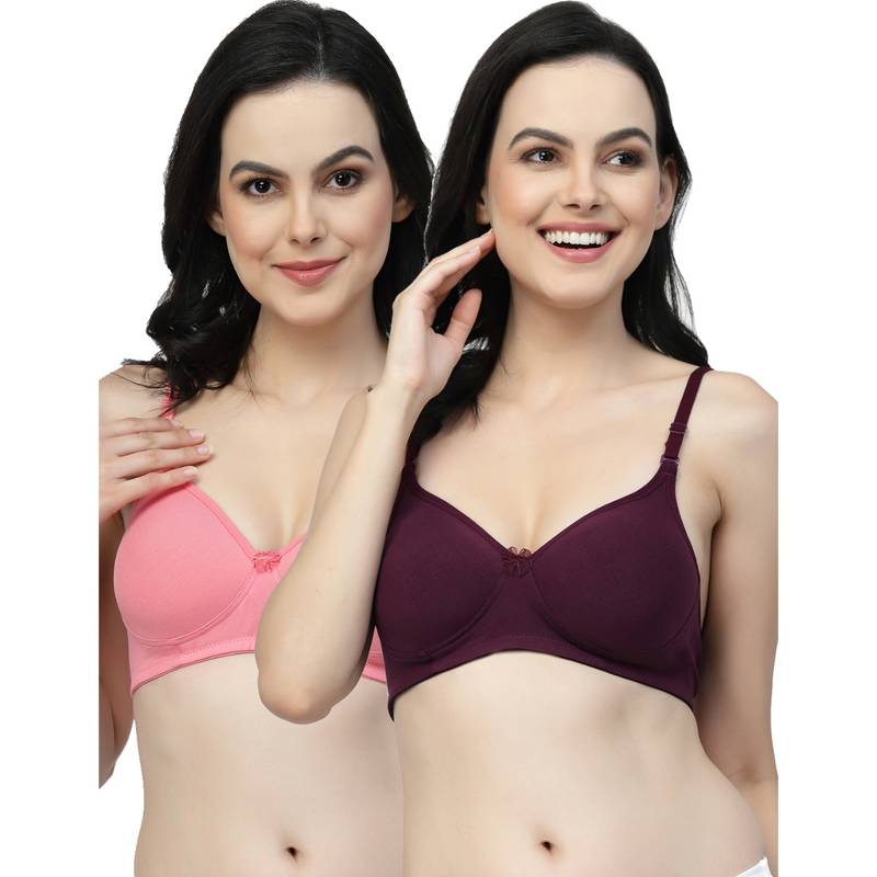 Floret Women Lightly Padded Medium Coverage T-Shirt Bra (Pack of 2) (34B)